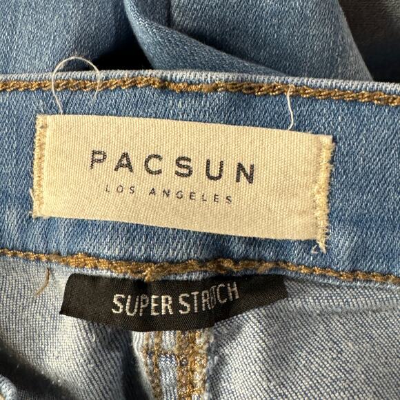 PacSun SZ 25 Ankle Jeggings Jeans Low-Rise Frayed Step Hems Zip-Fly Light Wash - Picture 9 of 11
